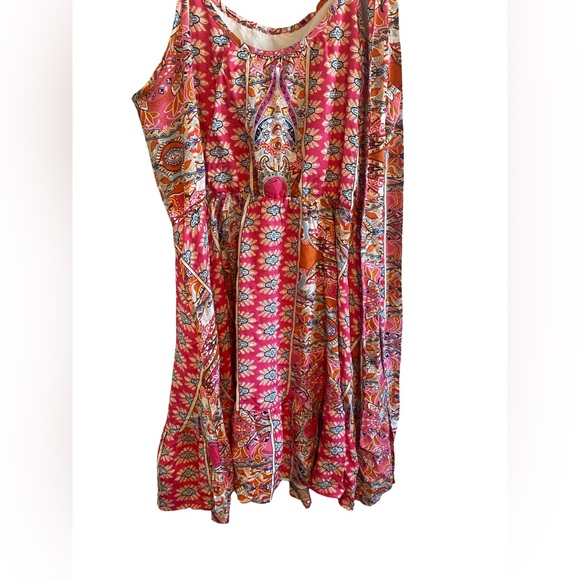 Pretty Garden Dress size L summer pink floral design dress - Picture 8 of 16